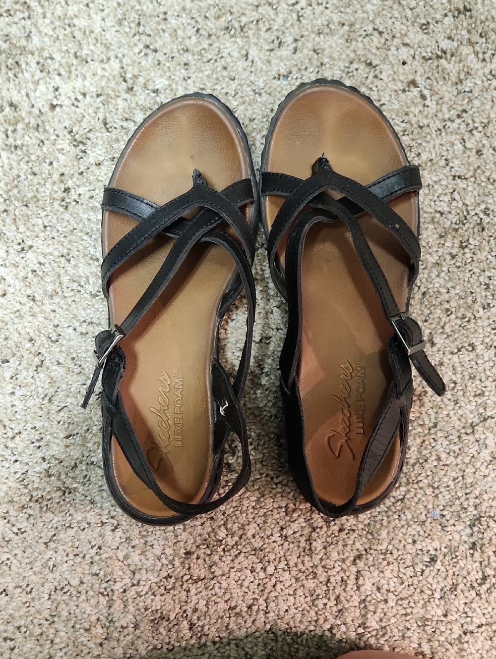 Skechers Black Strappy Women's Sandal with Buckle